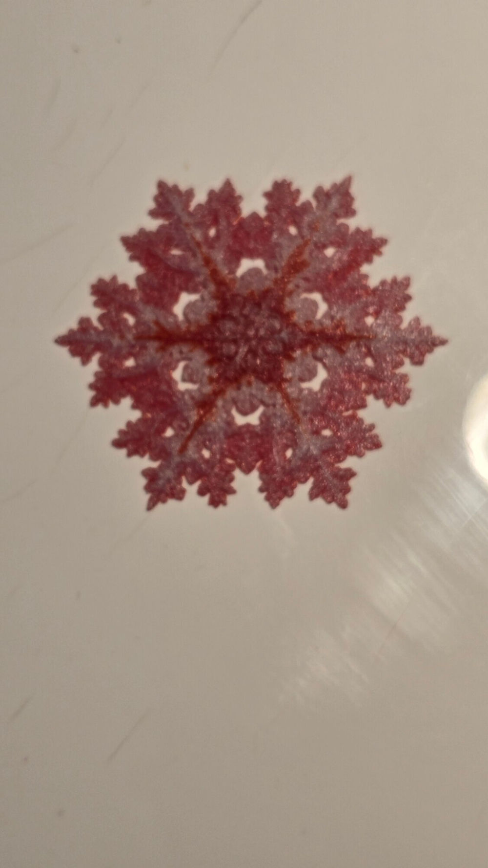 Новогодний магнит на холодильник снежинка, 3D печать, 10 см., красная