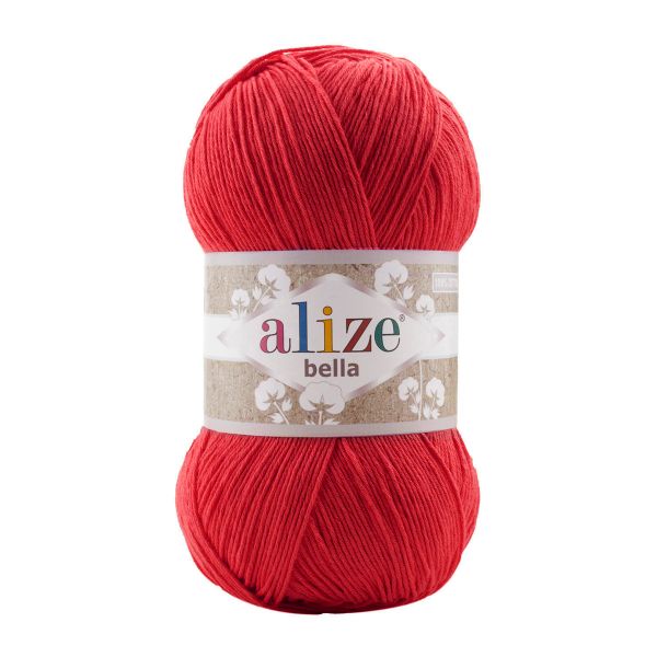 Пряжа Alize (Ализе) Bella 100 / уп.5 мот. по 100 г, 360м, 056 красный A