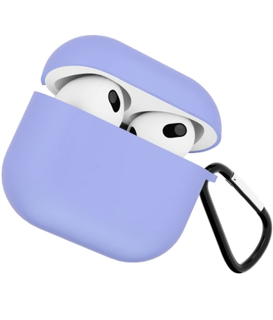 Чехол для Airpods 3 Gurdini силиконовый с карабином Сиреневый