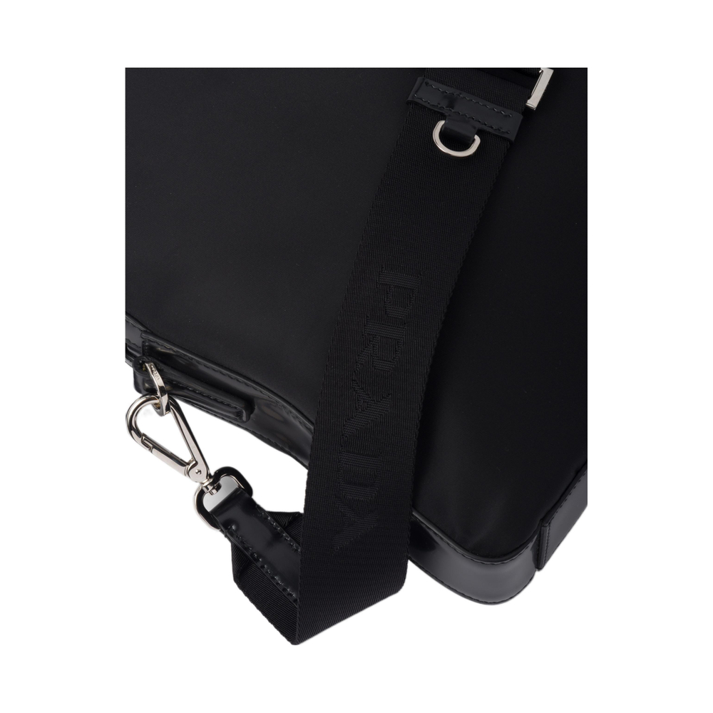 PRADA Saffiano Recycled Nylon With Leather Crossbody Bag, Briefcase Men"s Black