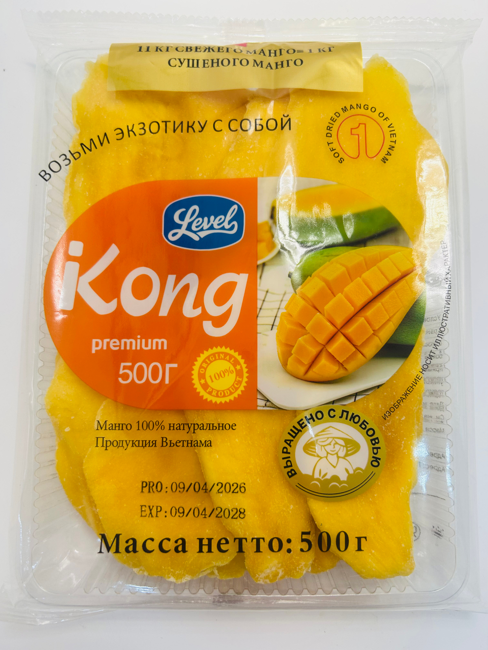 Манго сушеное вьетнамское Kong Premium без добавленного сахара, 500 г