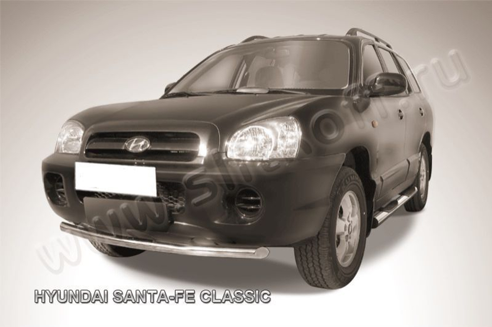 Защита переднего бампера (нержавейка) Hyundai Santa-Fe Classic (2000-2012) d57