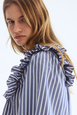 Хлопковая блузка с оборками — Синий/В полоску - H&M