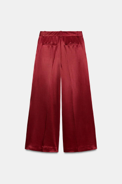 ZARA ШИРОКИЕ СВОБОДНЫЕ БРЮКИ, БУРГУНДИ