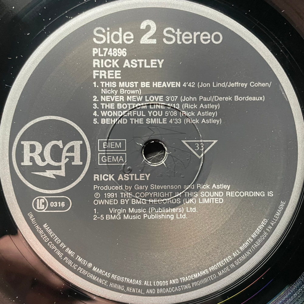Rick Astley ‎– Free (Германия 1991г.)