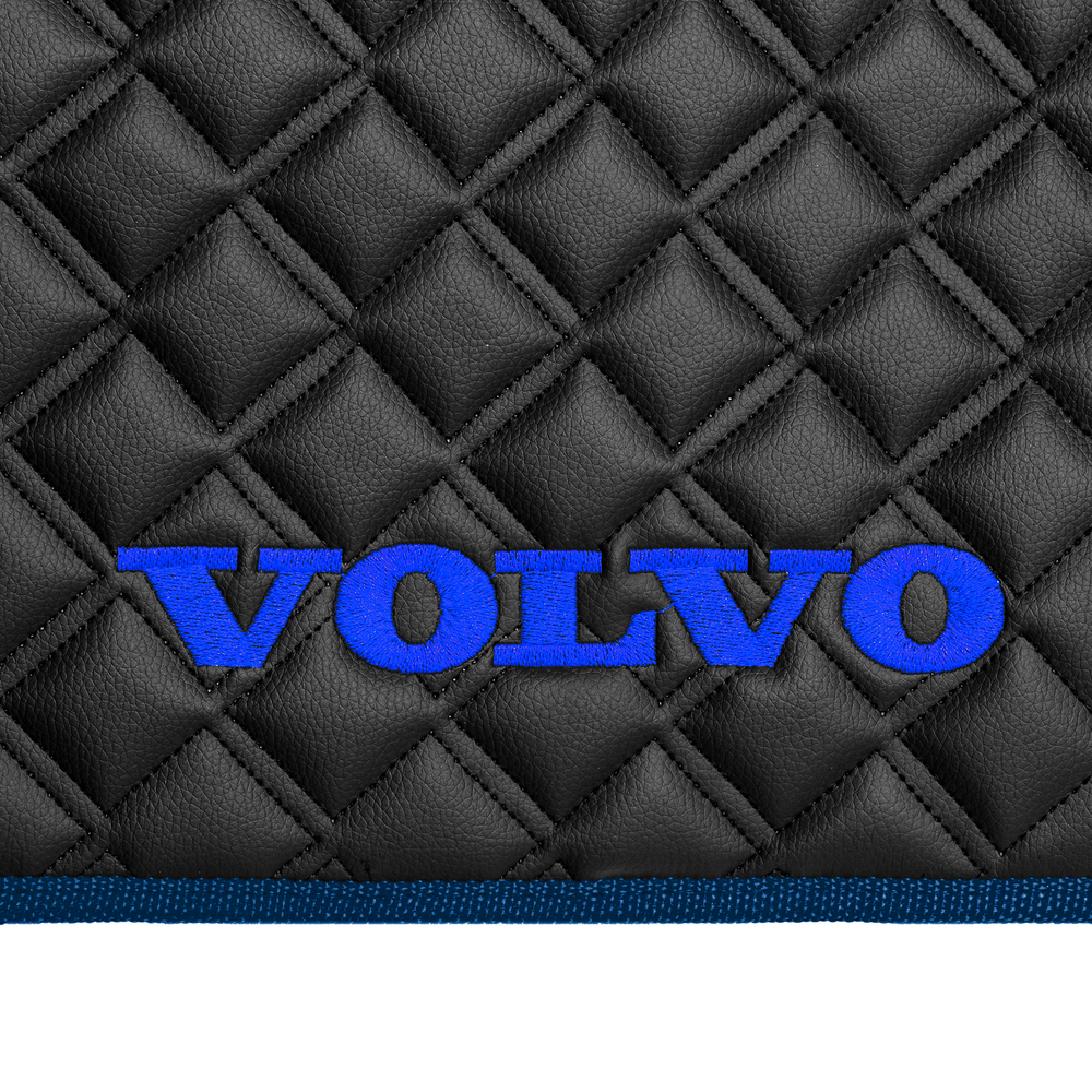 Ковры VOLVO FH-12 2009-2013г (механика) (экокожа, черный, синий кант, синяя вышивка)