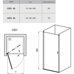 Душевая дверь Ravak Chrome CSD1-80 0QV40U00Z1 профиль Сатин стекло Transparent