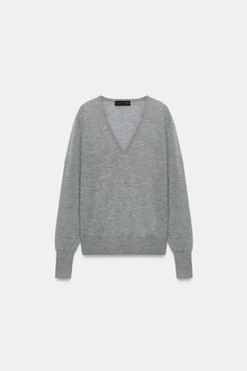 ZARA СВИТЕР ИЗ 100% УЛЬТРАТОНКОГО КАШЕМИРА, МЯГКИЙ СЕРЫЙ