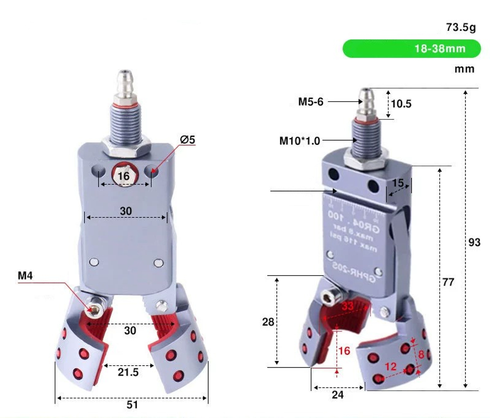 GHPR-20S external teeth (clamping range: 18-38mm) with detection