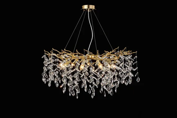 Люстра подвесная NewRgy NW011-ф800*H440 H GOLD, 8×40 Вт, золотая