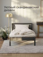 Кровать 90х200, Тарва, односпальная, детская и взрослая, из массива дерева, с основанием, серая, IKEA