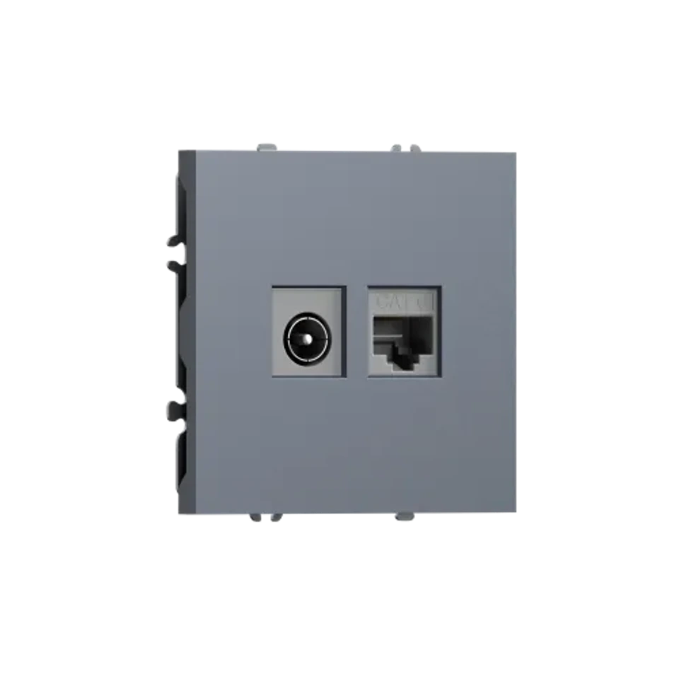 Розетка комбинированная RJ45/TV cat.6, ClassE-8/0-2400 МГц, сталь DONEL S08
