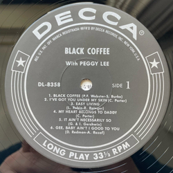 Винтажная виниловая пластинка LP Peggy Lee Black Coffee (Япония 1995) (Оби)
