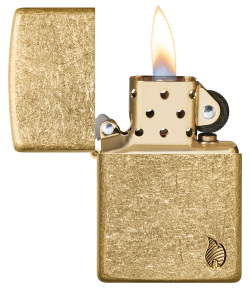 Зажигалка ZIPPO Armor Flame c покрытием Tumbled Brass, латунь/сталь, золотистая, 38x13x57 мм, шт