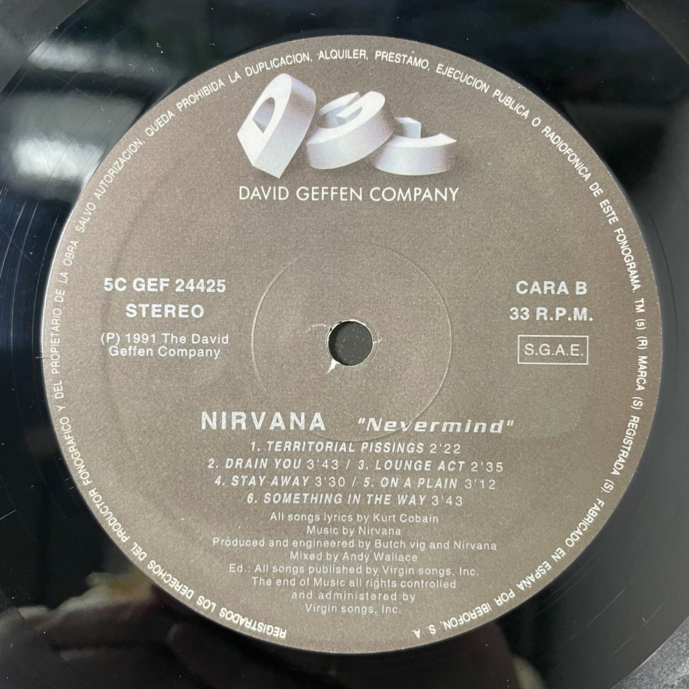 Винтажная виниловая пластинка LP Nirvana Nevermind (Испания 1991) Smells Like Teen Spirit