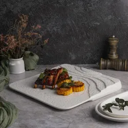 Тарелка 30*30 см h3,5/1,5 см квадратная борт лесенка Oyster белая фарфор P.L. Proff Cuisine [1]
