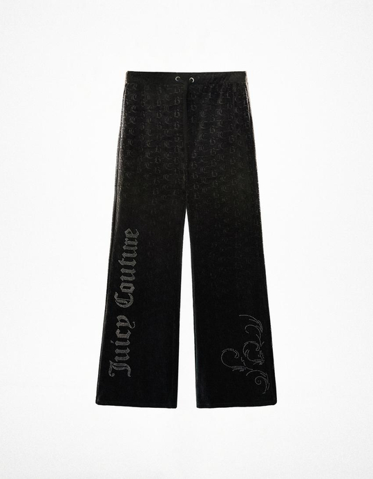 BERSHKA X JUICY COUTURE БАРХАТНЫЕ БРЮКИ, ЧЕРНЫЙ