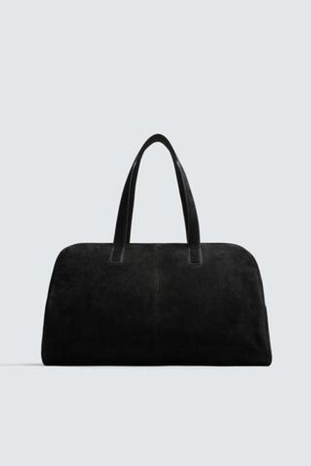 ZARA КОЖАНАЯ ДОРОЖНАЯ СУМКА, ЧЕРНЫЙ