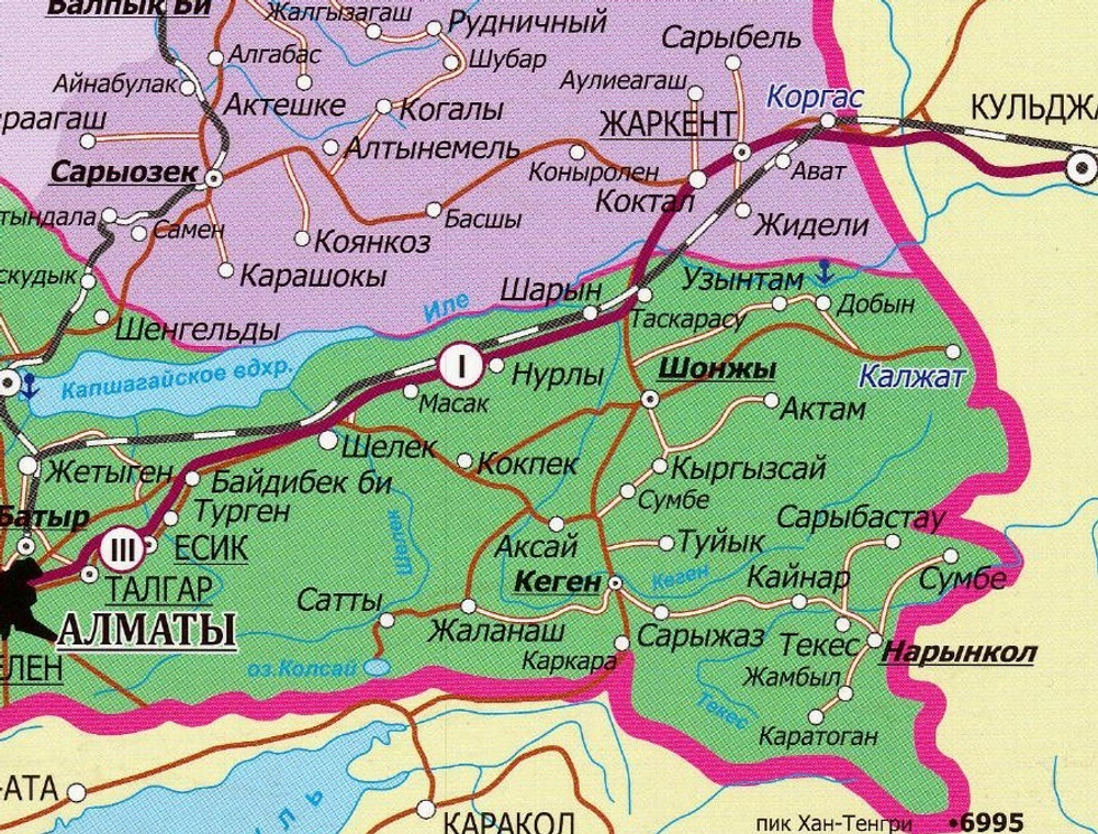 Административная  карта: «Республика Казахстан».(рус./ каз. яз.). Плакат. м 1:3 000 000. Размер 70*100 см. 2024г.  Ламинированная