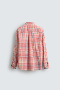 ZARА РУБАШКА REGULAR FIT В КЛЕТКУ, РОЗОВЫЙ