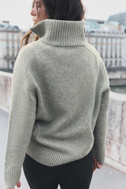 ZARA СВИТЕР ИЗ МЯГКОГО ТРИКОТАЖА, СЕРЫЙ МЕЛАНЖ