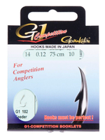 Крючки с поводком Gamakatsu Booklet FEEDER G1-102 размер 14/0, 12мм 75см (упк.10шт.)
