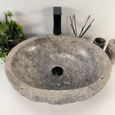 Раковина из мрамора Erozy Grey EM-64816 51x41x16 из натурального камня