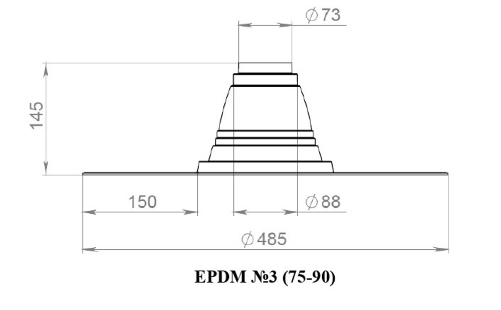 Кровельная проходка EPDM №3 75-90мм