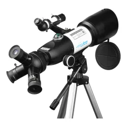 Телескоп Veber VegaStar 400/70 AZ рефрактор в сумке - крупный план окулярного узла и компаса