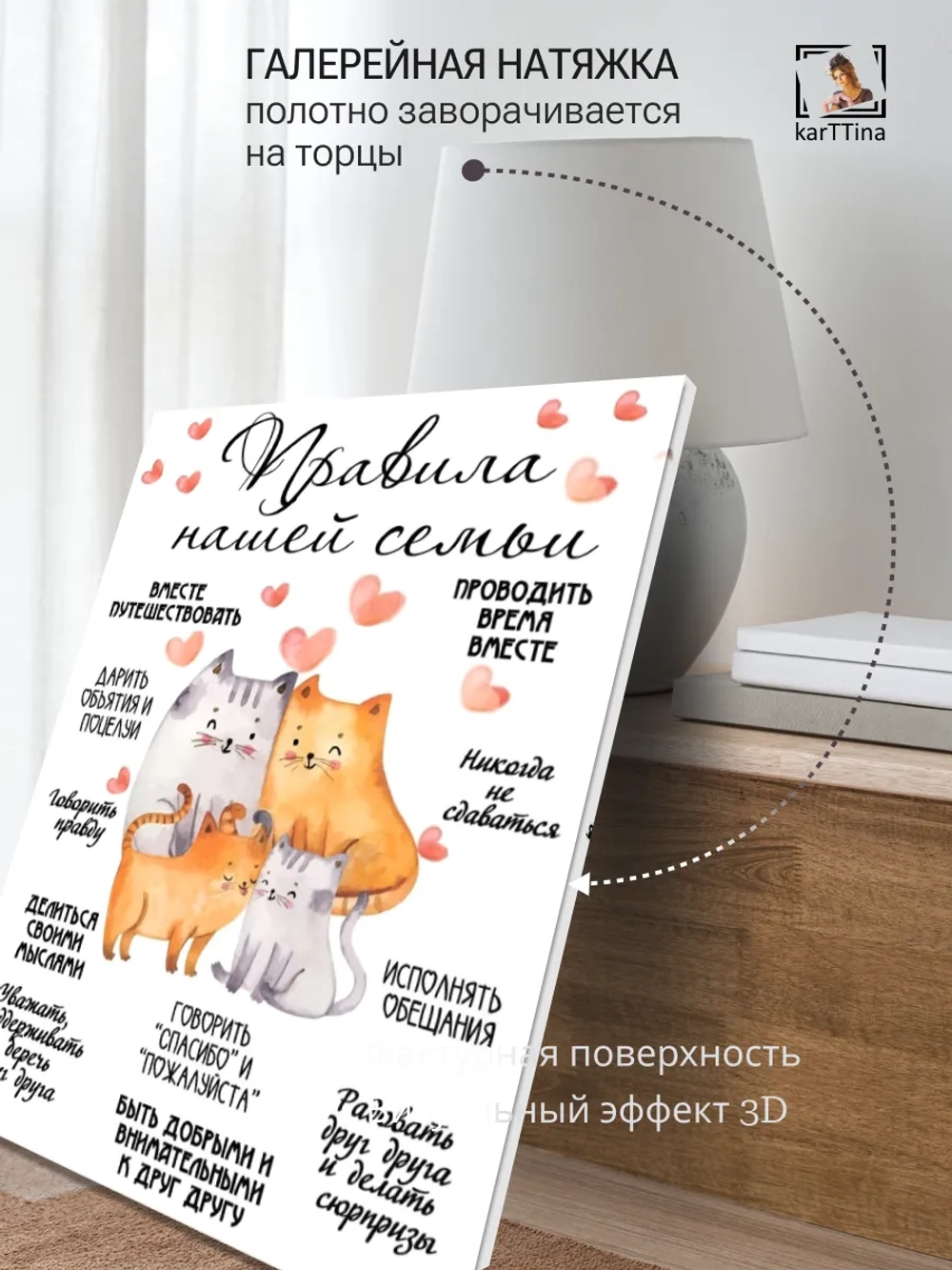 Картина Правила семьи модульная 50x70см 1шт.