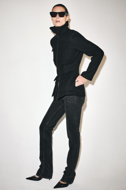 ZARA КУРТКА С ПОДПЛЕЧНИКАМИ И ШЕРСТЬЮ — ZW COLLECTION, ЧЕРНЫЙ