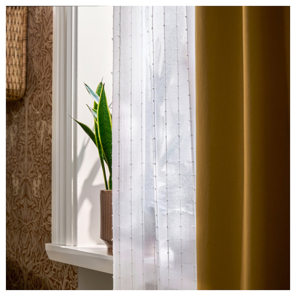 IKEA MATILDA  (ИКЕА МАТИЛДА)  -  Тюль, 2 шт. - белый на ленте 145х250 см