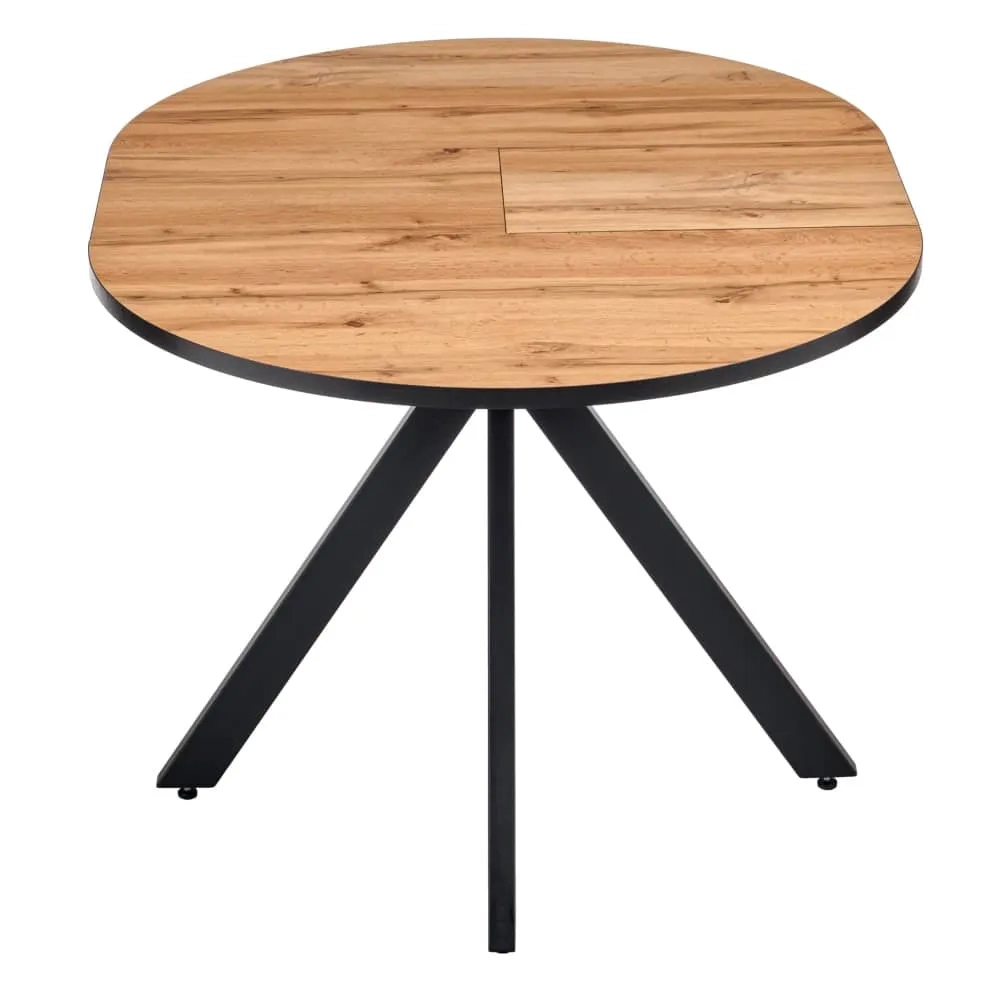 Стол Bradex Home Rudolf круглый раскладной 90-120x90x75см, Дуб Вотан, чёрный