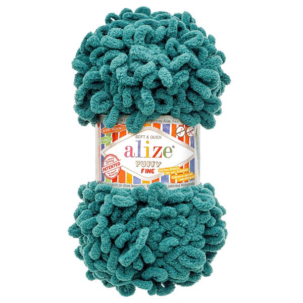 Пряжа Alize (Ализе) Puffy Fine / уп.5 мот. по 100 г, 14м, 330 морская волна