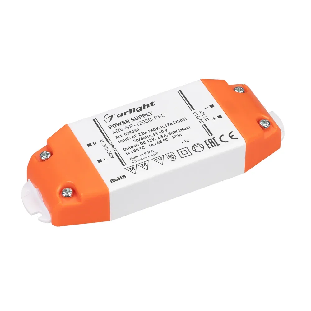 Блок питания ARV-SP-12030-PFC (12V, 2.5A, 30W) (Arlight, IP20 Пластик, 5 лет) Блок питания ARV-SP-12030-PFC (12V, 2.5A, 30W) (Arlight, IP20 Пластик, 5 лет)