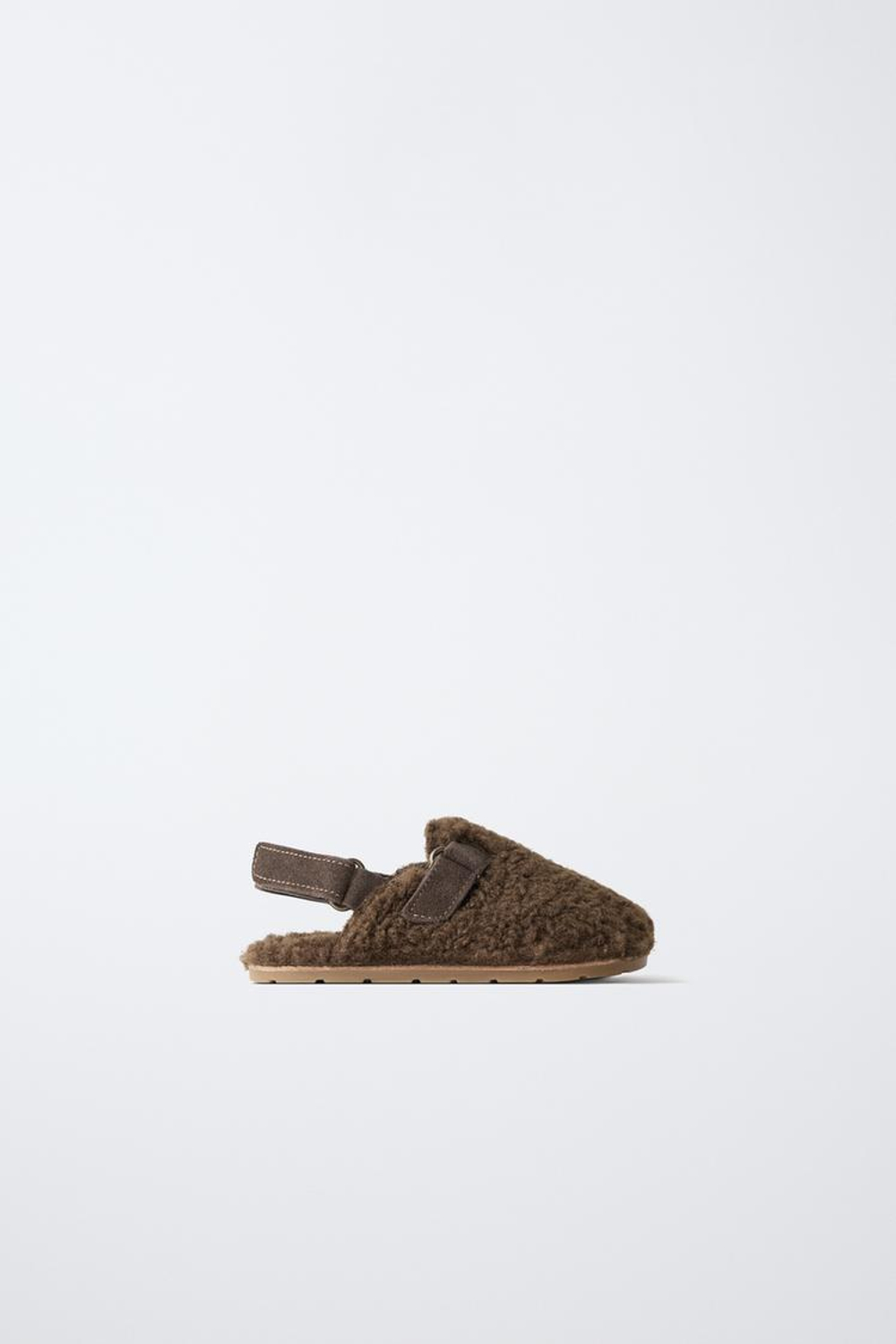 ZARA САБО BAREFOOT ИЗ ОВЧИНЫ, КОРИЧНЕВЫЙ