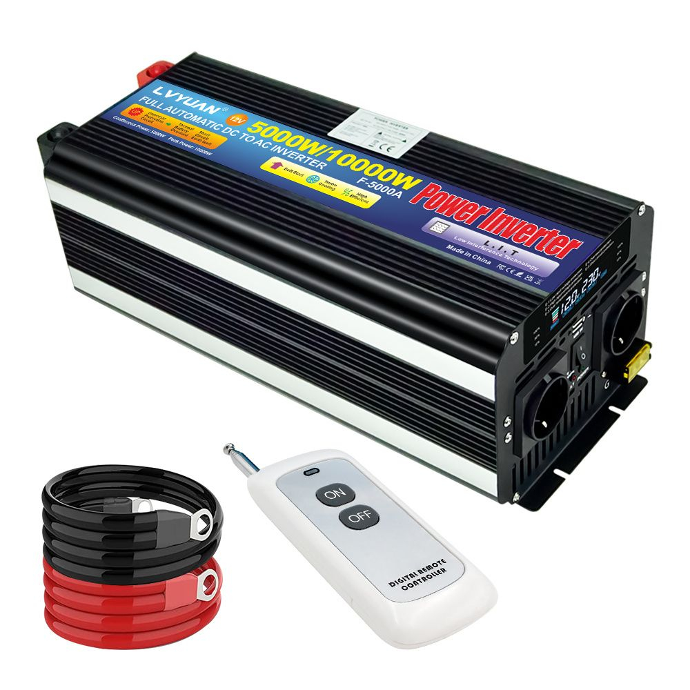 Инвертор 12V-220V 10000W черный  Lvyuan модиф.синусоида с пультом