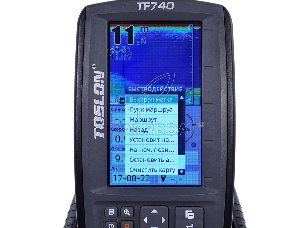 БЕСПРОВОДНОЙ ЦВЕТНОЙ ЭХОЛОТ FISH-FINDER TF-740 LI-ION GPS+XPILOT