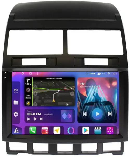 Магнитола для Volkswagen Touareg 1 2002-2010 - FarCar S500-TS18 монитор 9.5" QLED на Android 14, CarPlay, 4G SIM-слот
