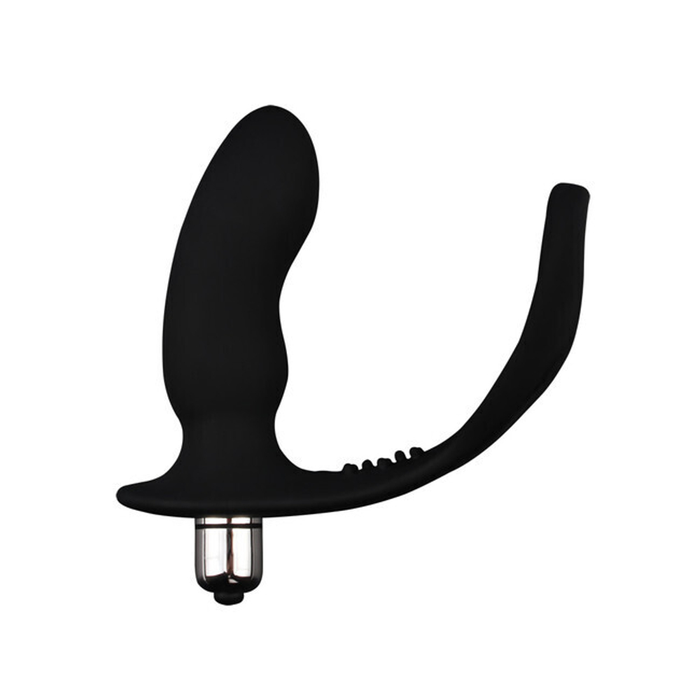 Анальная пробка с вибрацией и с эрекционным кольцом Cockring With Ass-gasm (Цвет: черный)