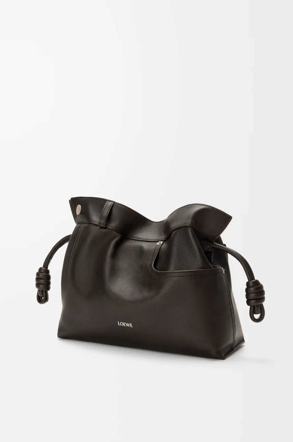 Loewe Сумка-клатч среднего размера Panta Flamenco из блестящей телячьей кожи, темно-коричневый