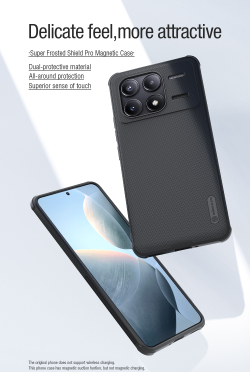 Чехол усиленный от Nillkin c встроенным круглым магнитом для Xiaomi Poco F6 Pro, серия Super Frosted Shield Pro Magnetic Case