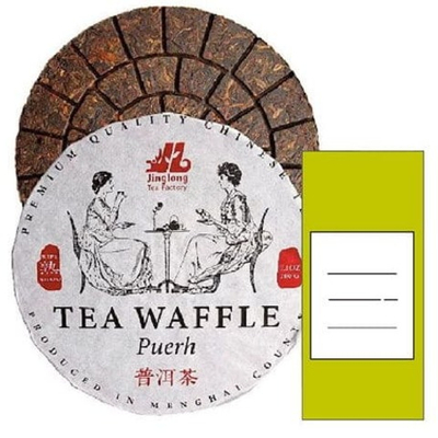 59274.22 ПРОБНИК Чай прессованный черный Пуэр Шу "Цзинлун, Waffle Tea" (Минибин, 200 гр) без бамбука