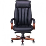 Кресло руководителя Бюрократ T-9922WALNUT/BLACK черный кожа крестовина дерево