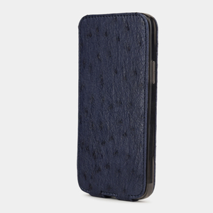 Чехол для iPhone 12/12Pro из кожи страуса, синего цвета