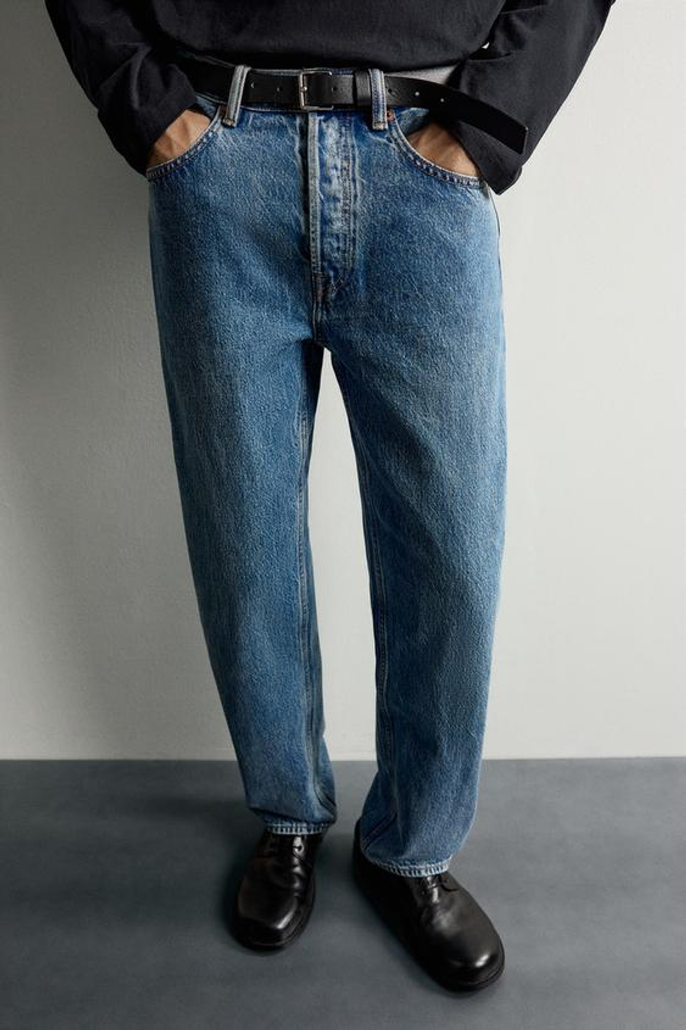 ZARA ДЖИНСЫ STRAIGHT LEG, ВЫЦВЕТШИЙ СИНИЙ