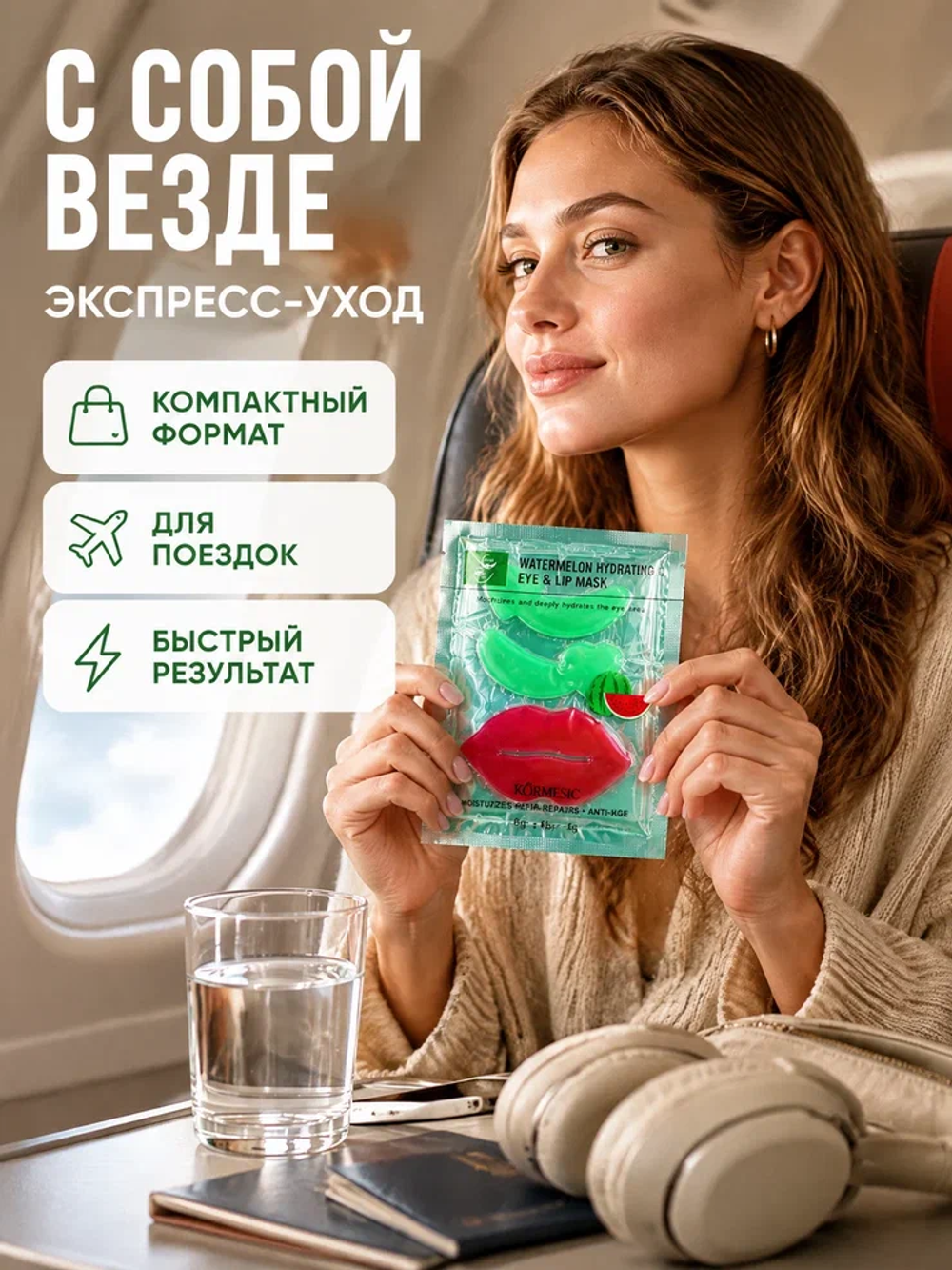Маска для зоны вокруг глаз и губ KORMESIC с арбузом 8 г + 8 г