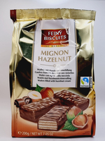 Вафли Feiny Biscuits Миньон с начинкой из орехового крема 200 г (Австрия)