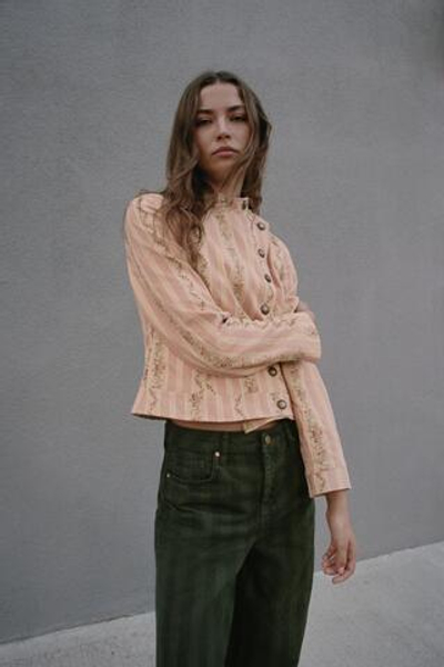 ЖАККАРДОВАЯ КУРТКА В ПОЛОСКУ С ЦВЕТОЧНЫМ ПРИНТОМ — ZARA
