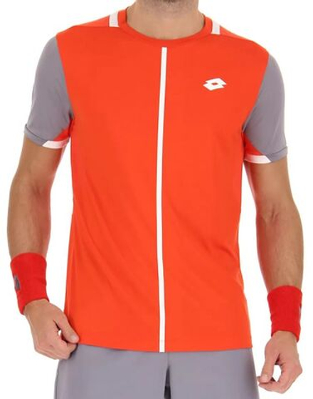 Мужская теннисная футболка Lotto Top IV Tee - red poppy/quicksilver